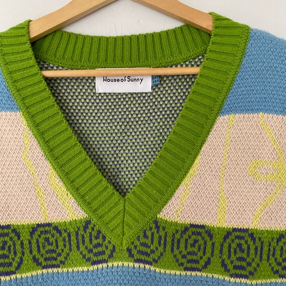 House Of Sunny Swan Lake Vest UK 14 Chunky Knit Jumper ASO The White Lotus - Picture 4 of 13